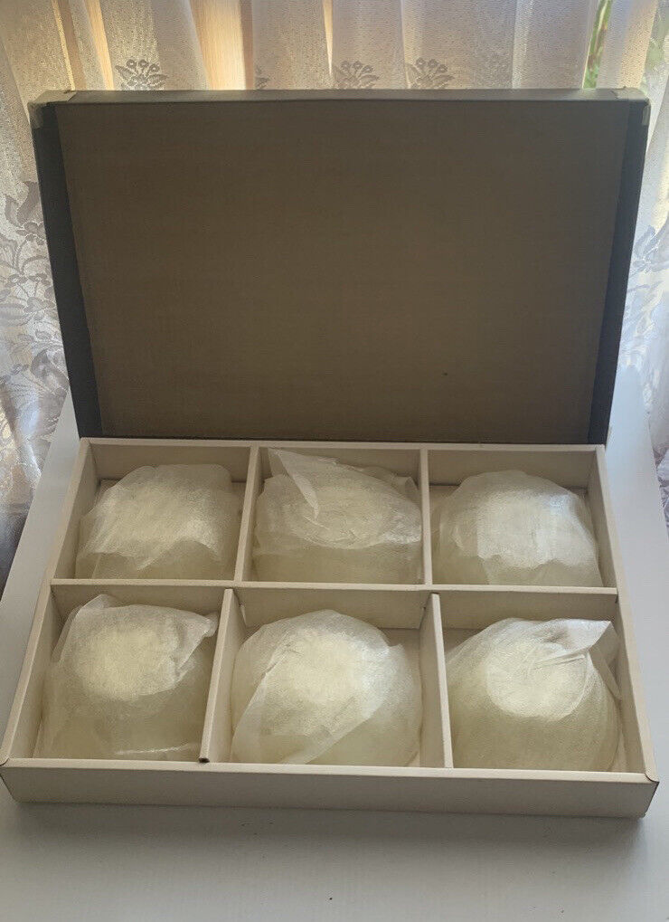 Vintage 6 X Sweet Bowls Amber Yellow Cut Glass Made in Japan 15.5x6cm NEW in Box