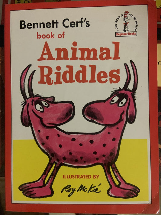 PB Book Dr Seuss Bennett Cerf's Book Of Animal Riddles 1965 Beginner Kids Vtg
