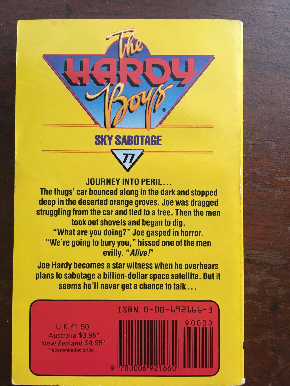 PB Book The Hardy Boys Mystery Stories #77 SKY SABOTAGE Franklin W Dixon 1983