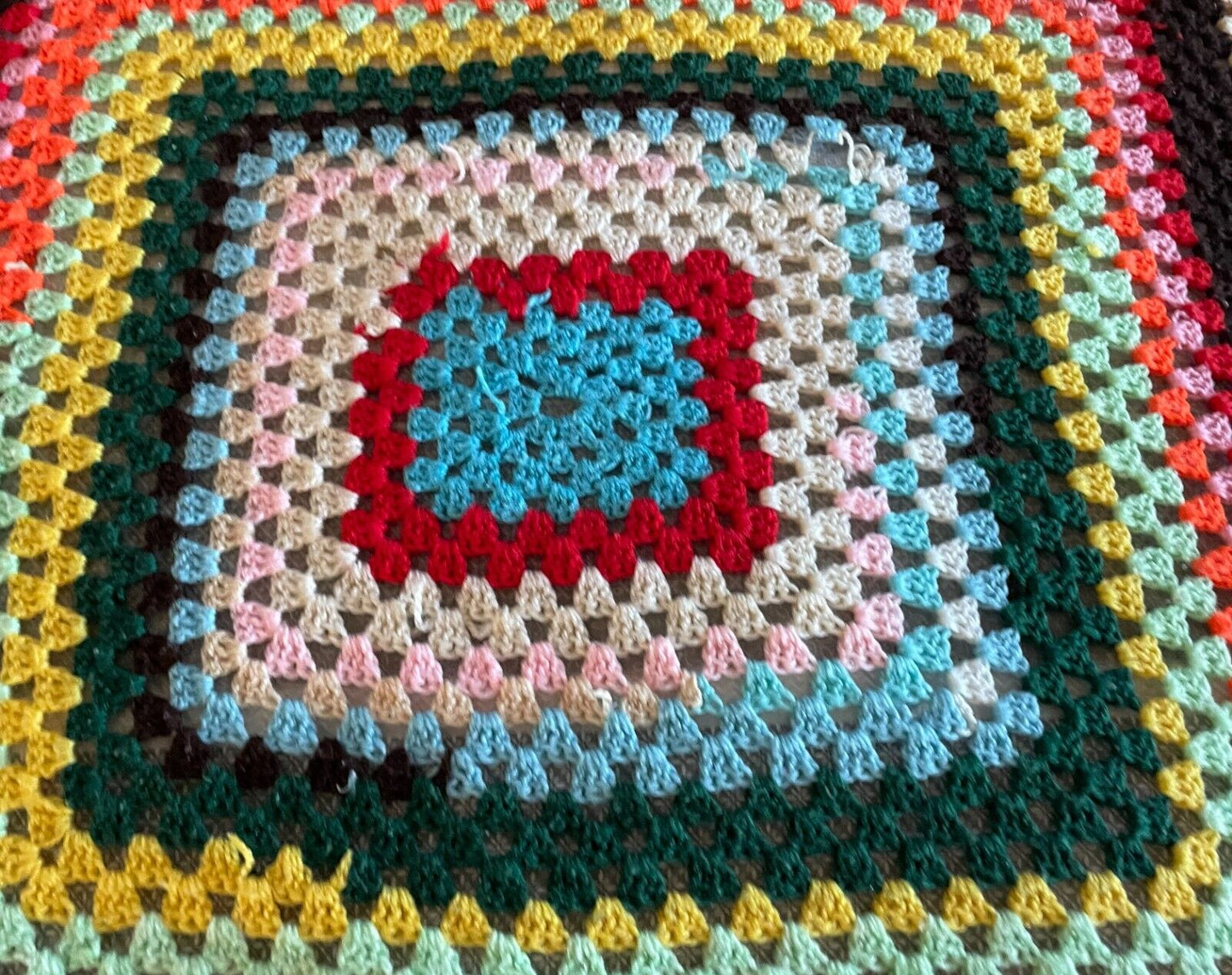 Granny Crochet Knit Blanket 163 x 160cm  Square Colourful Handmade Afghan Throw