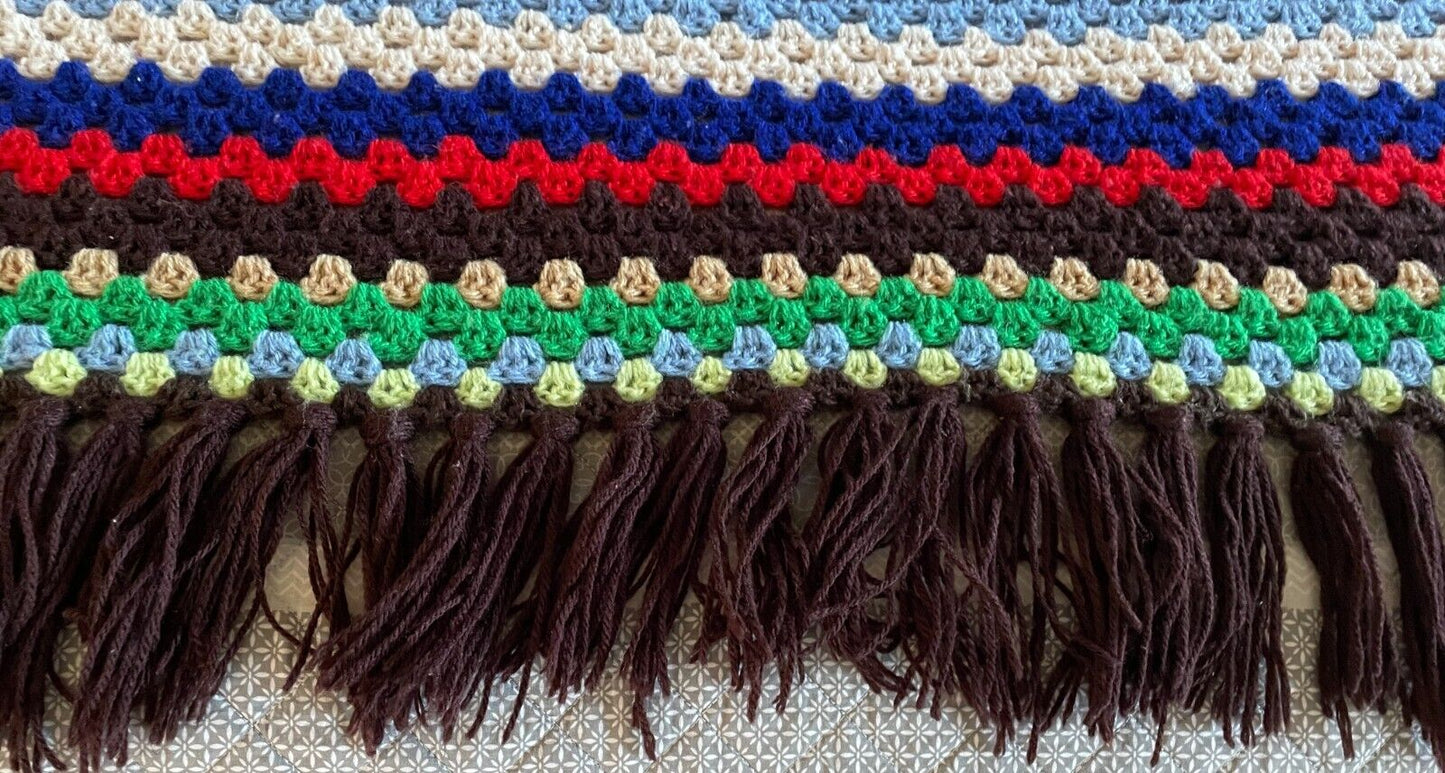 Granny Crochet Knit Blanket 163 x 160cm  Square Colourful Handmade Afghan Throw