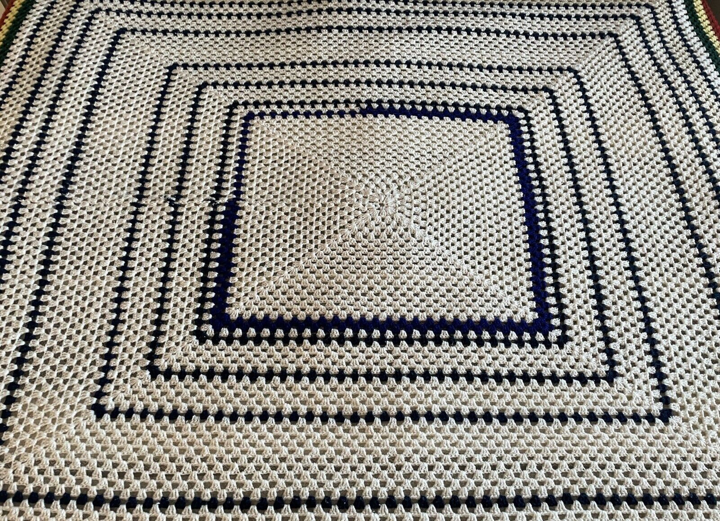 KB Throw Granny Crochet Knit Blanket Colourful Handmade Afghan Throw Bedspread