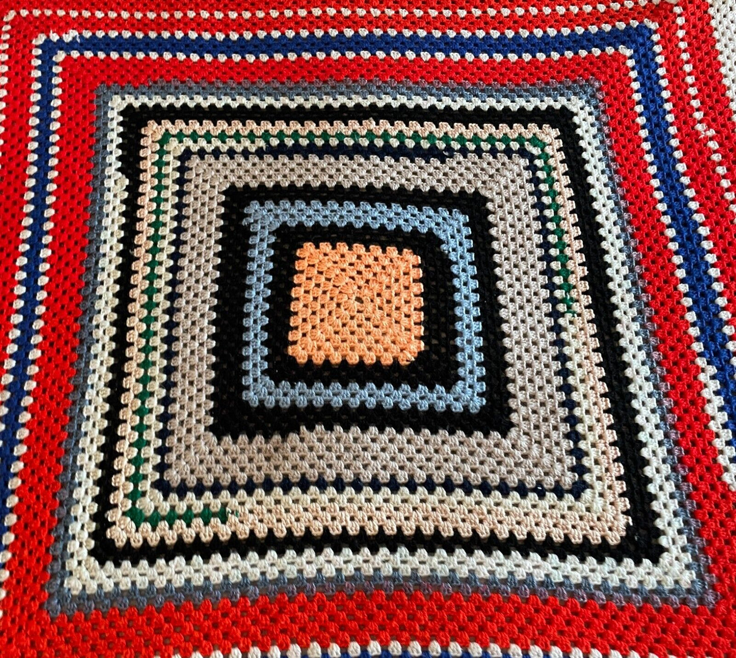 Granny Crochet Knit Blanket 159cm Square Colourful Handmade Nanna Afghan Throw