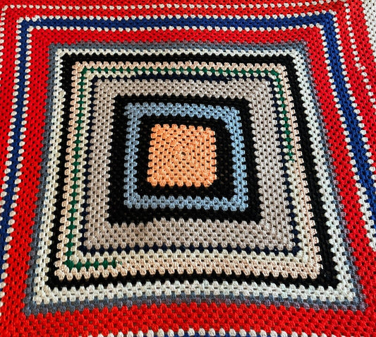 Granny Crochet Knit Blanket 159cm Square Colourful Handmade Nanna Afghan Throw