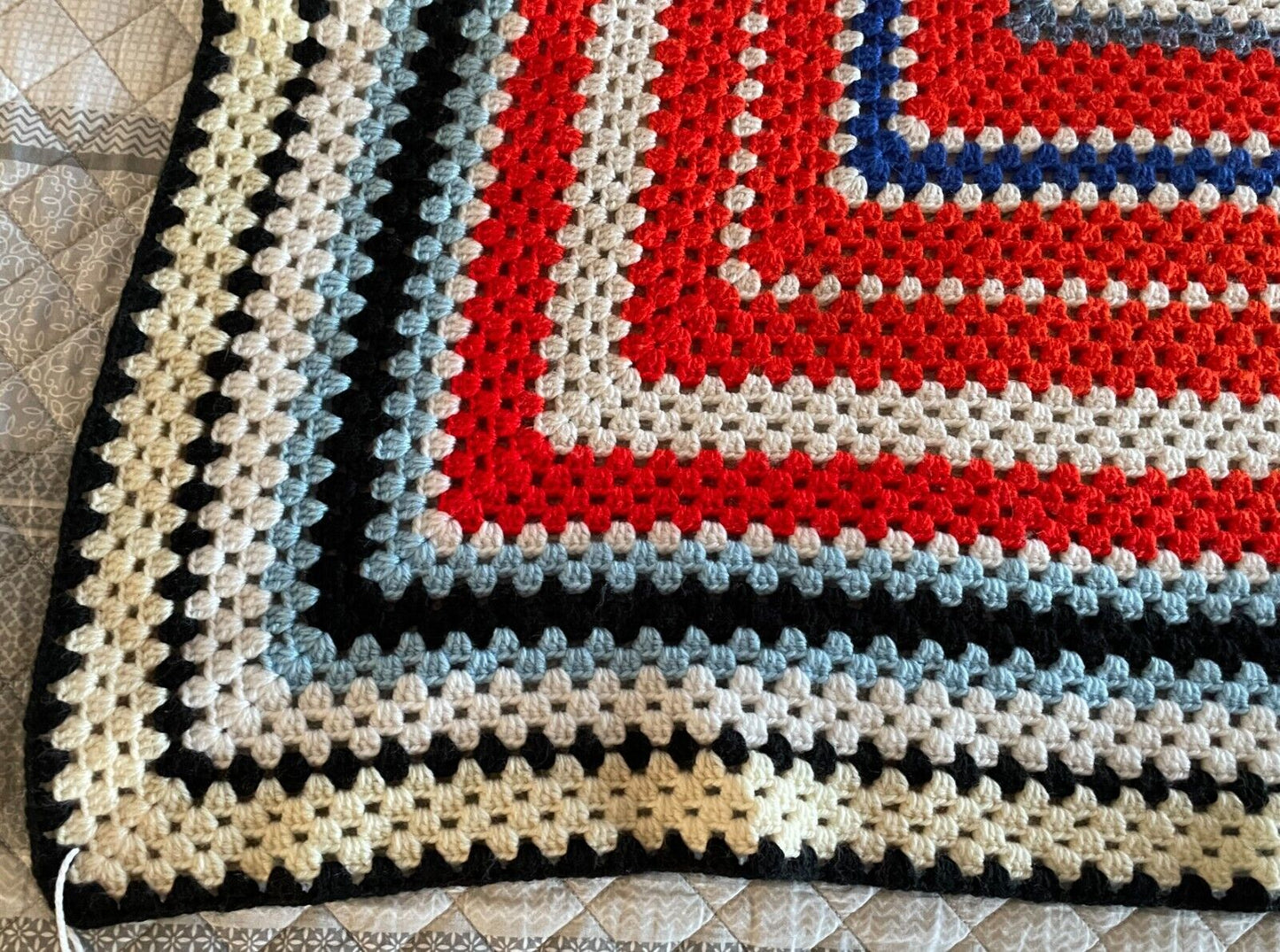 Granny Crochet Knit Blanket 159cm Square Colourful Handmade Nanna Afghan Throw