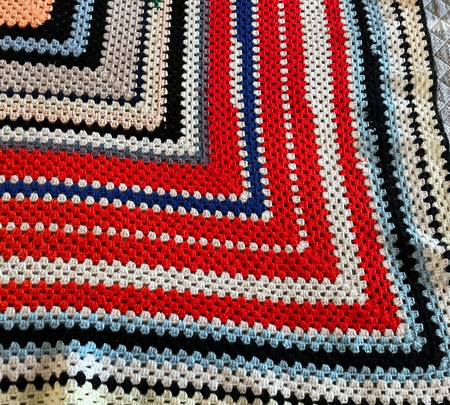 Granny Crochet Knit Blanket 159cm Square Colourful Handmade Nanna Afghan Throw