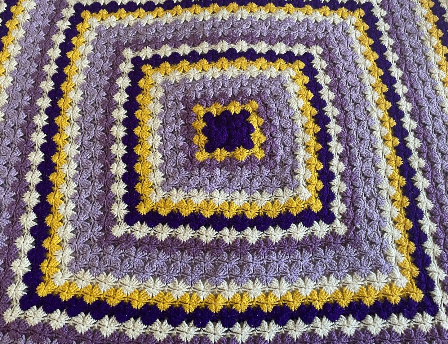 Granny Crochet Knit Blanket Colourful Handmade Afghan Throw 141 x 145cm Square