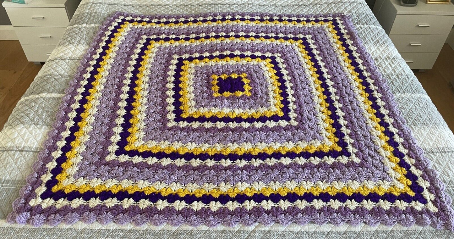 Granny Crochet Knit Blanket Colourful Handmade Afghan Throw 141 x 145cm Square
