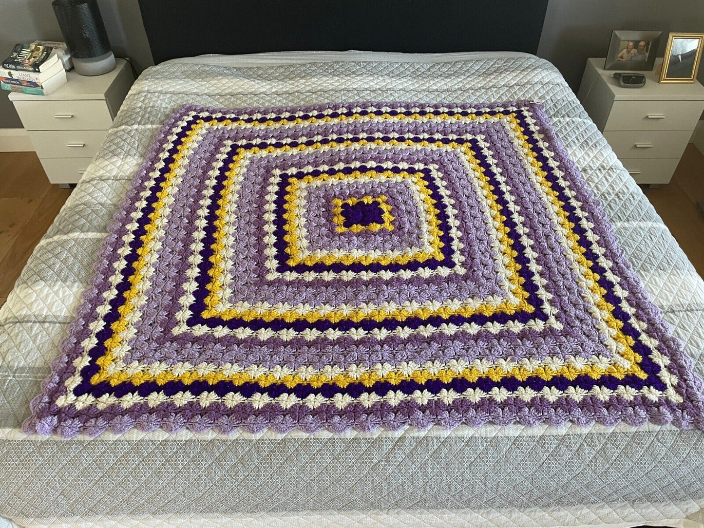 Granny Crochet Knit Blanket Colourful Handmade Afghan Throw 141 x 145cm Square