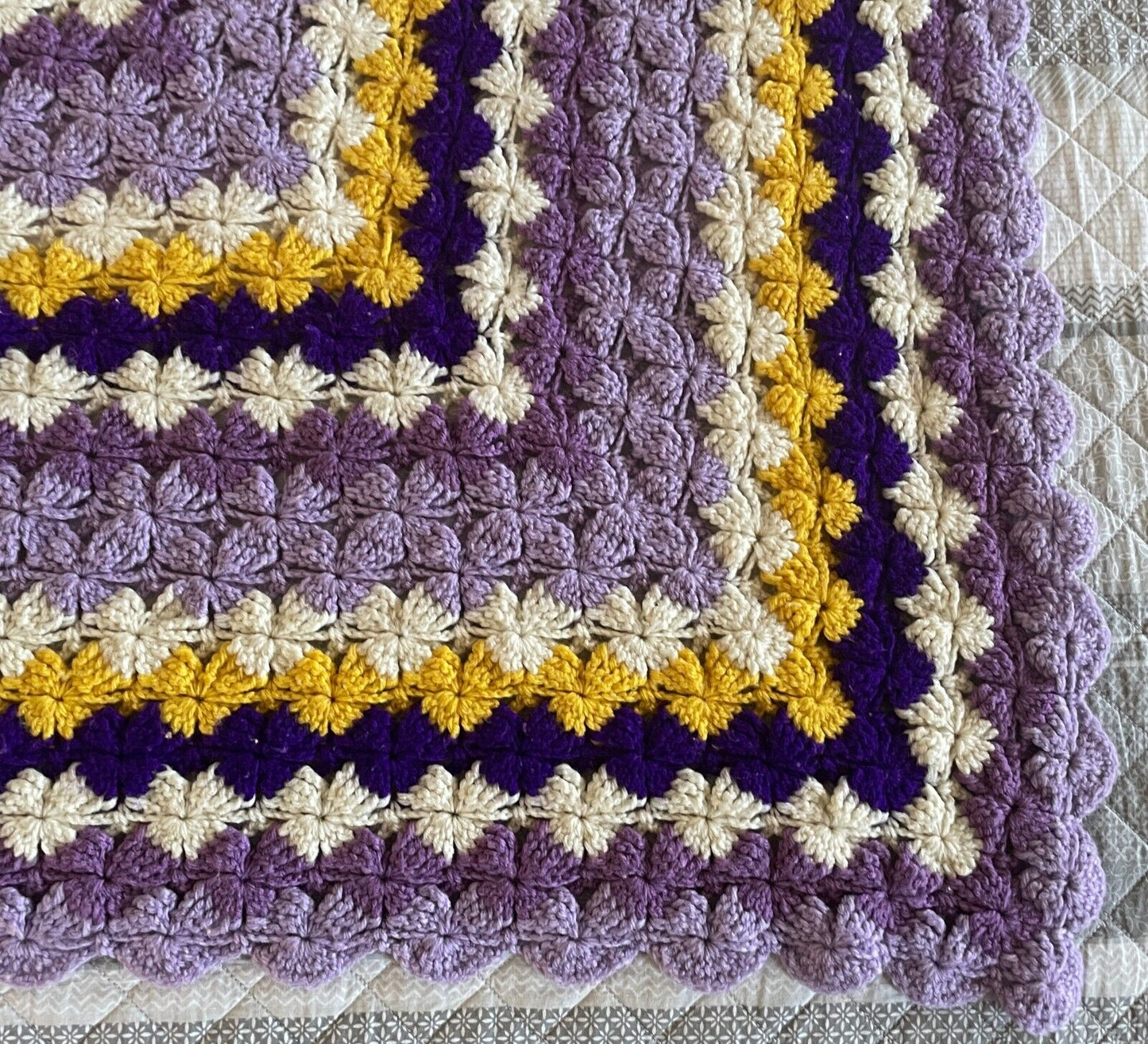 Granny Crochet Knit Blanket Colourful Handmade Afghan Throw 141 x 145cm Square