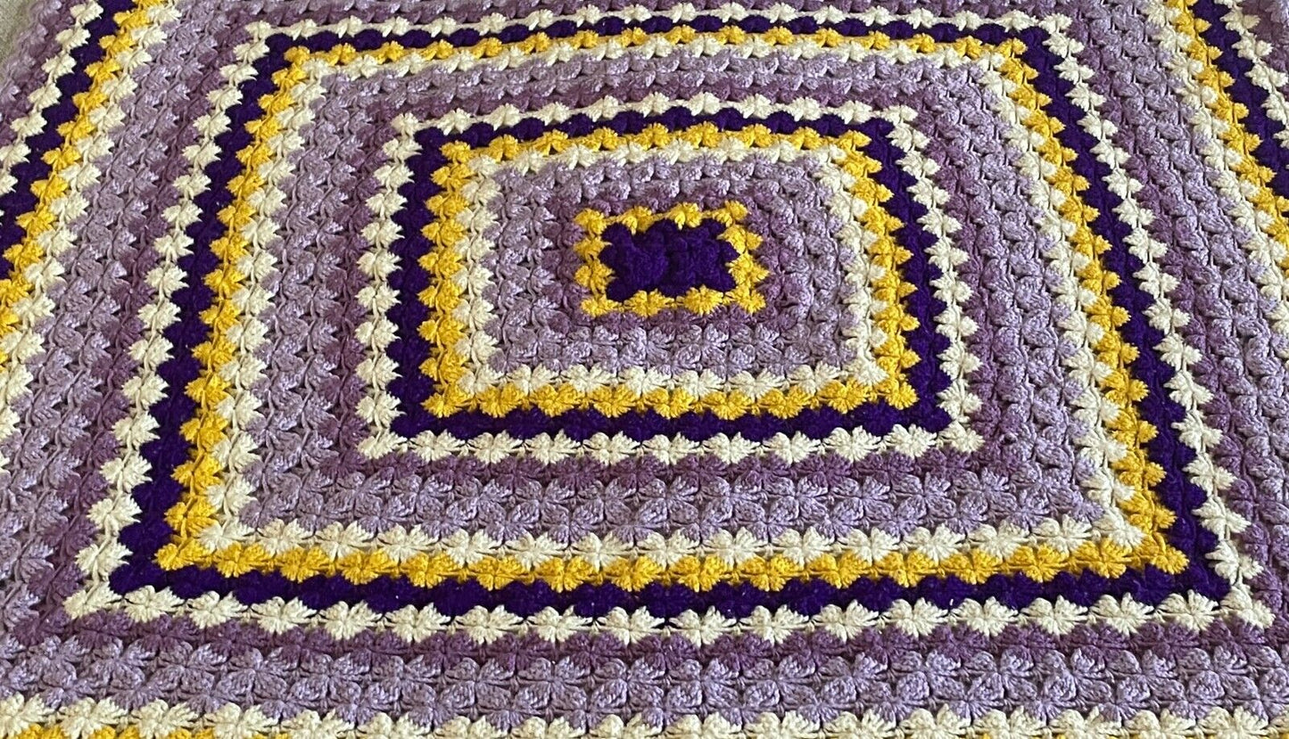 Granny Crochet Knit Blanket Colourful Handmade Afghan Throw 141 x 145cm Square