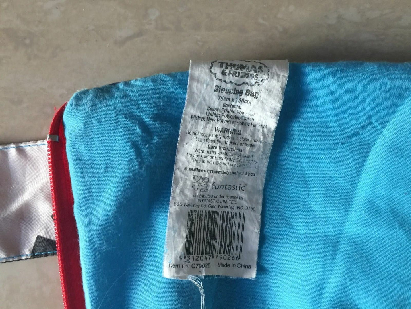 Sleeping Bag THOMAS THE TANK ENGINE Quilted  75 x 150cm good condition