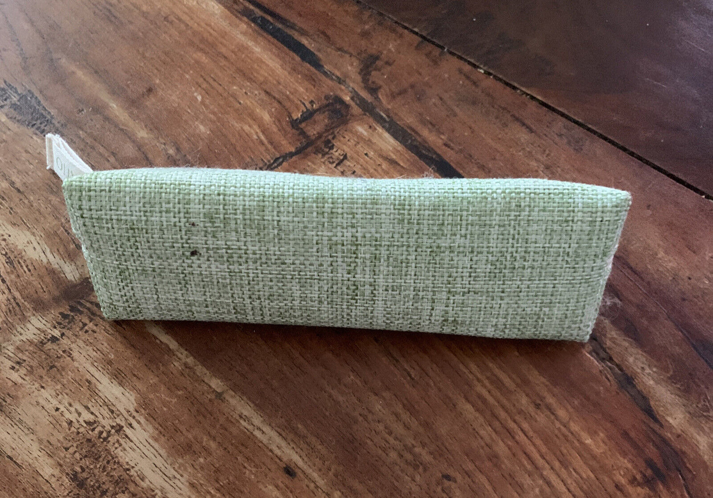 NATIO Green Canvas Pencil Pouch Case Makeup Bag Travel Handbag Zip Flat Base NEW