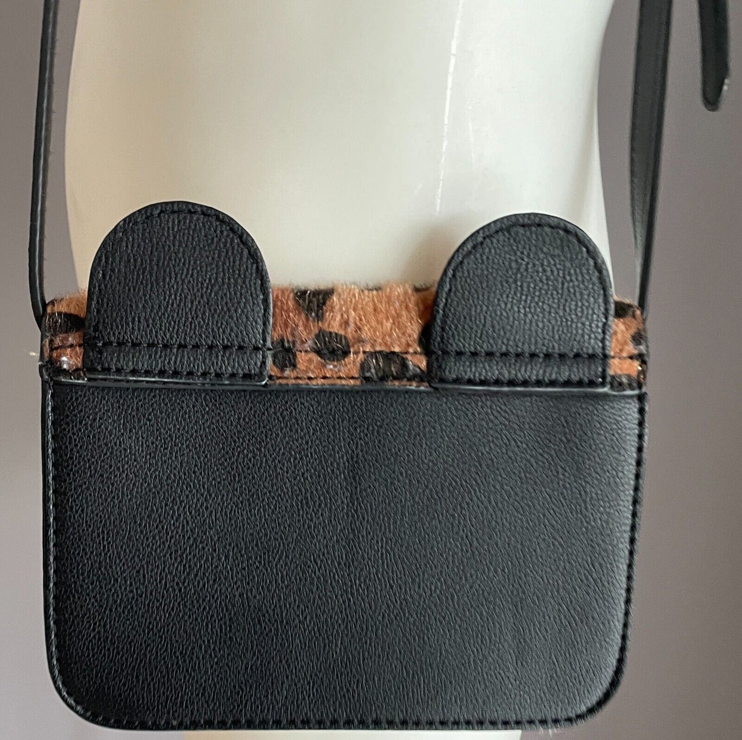 Girls COUNTRY ROAD Shoulder Crossbody Bag Black & Leopard Print With Ears PU