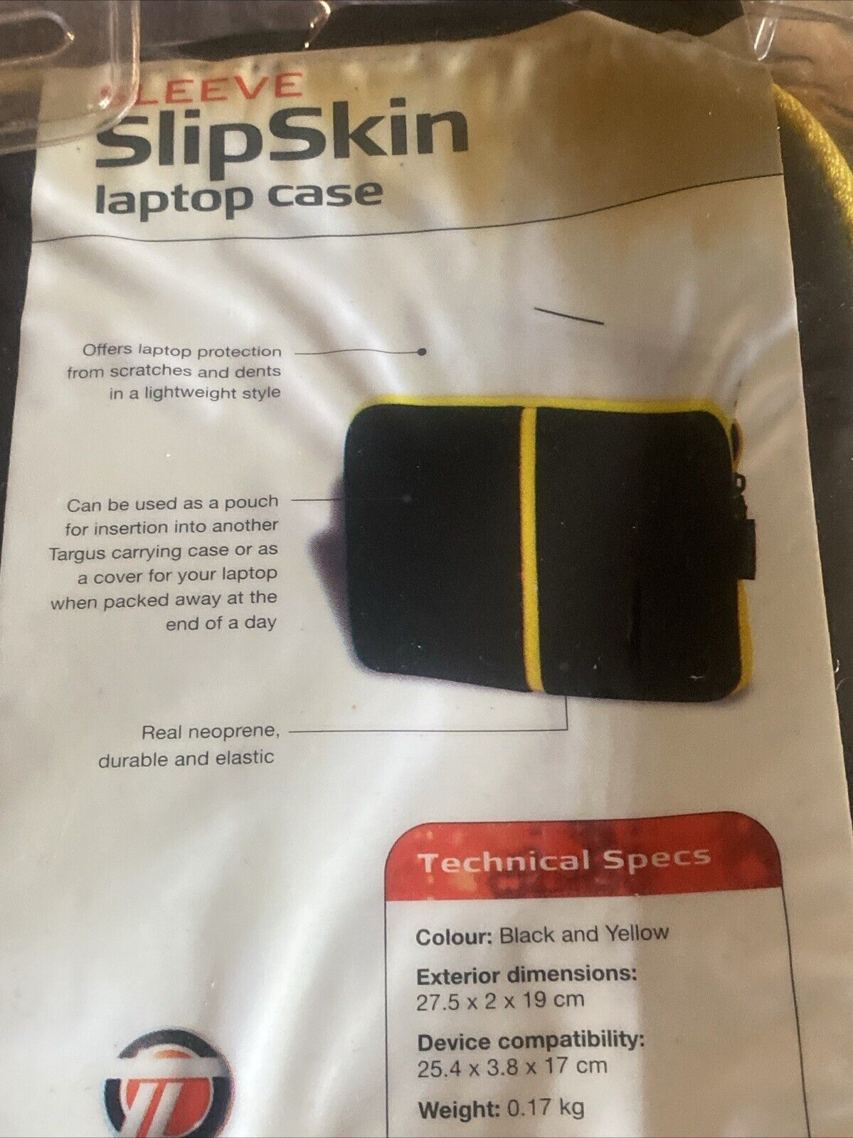 Laptop Bag TARGUS SlipSkin Sleeve Laptop Case 8.9" Neoprene Black Yellow Zip NEW
