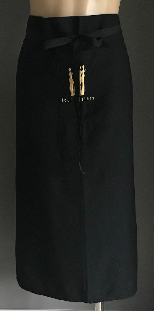 Black Cafe Bib Apron FOUR SISTERS WINES Excellent Quality Waist Tie BBQ Bar NEW