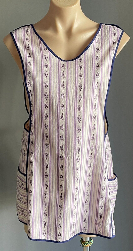Vintage Apron Shades of Purple White Floral Cotton Retro 50's Housewife Pinafore