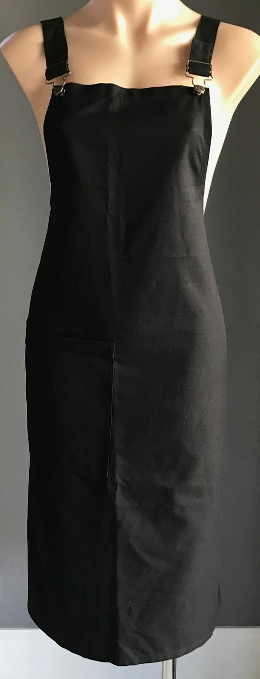 Unisex Bib & Brace Black Apron Size 10 - 14 Cafe BBQ Restaurant Quality NEW
