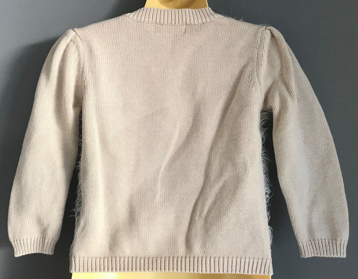 Baby Girl BEBE by MINIHAHA Knit Ivory "Fluffy" Front Trim Cardigan Size 18mths