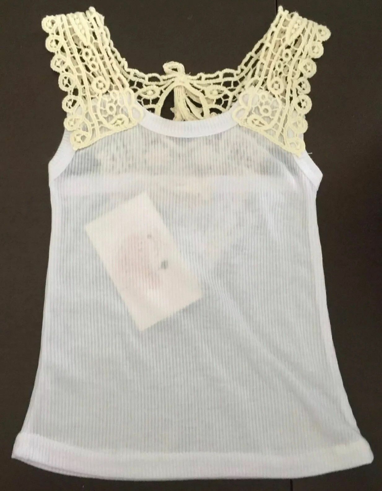 Baby Girl BUBBLES & BUTTERCUPS White Tank Top Cream Lace Trim Sizes 1 2 & 3 NEW
