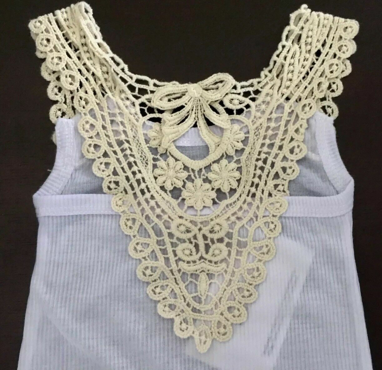 Baby Girl BUBBLES & BUTTERCUPS White Tank Top Cream Lace Trim Sizes 1 2 & 3 NEW