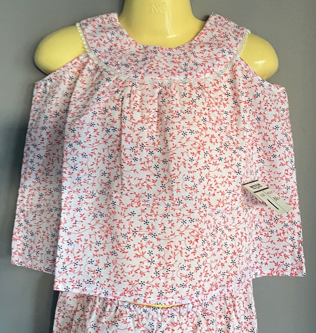 Baby Girl MYER Top & Bloomers Red Blue White Floral Print Set Size 1 1980s NEW