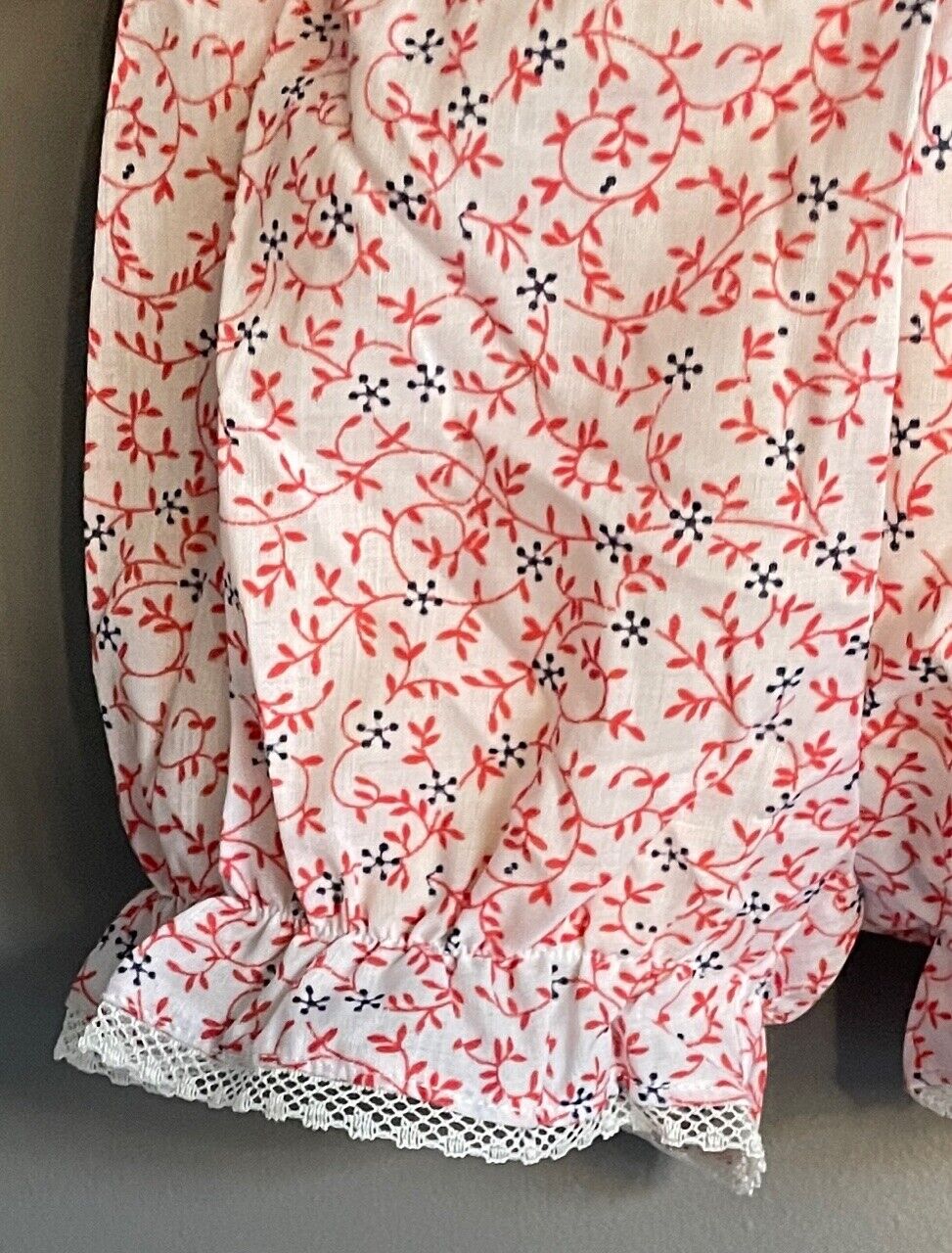Baby Girl MYER Top & Bloomers Red Blue White Floral Print Set Size 1 1980s NEW