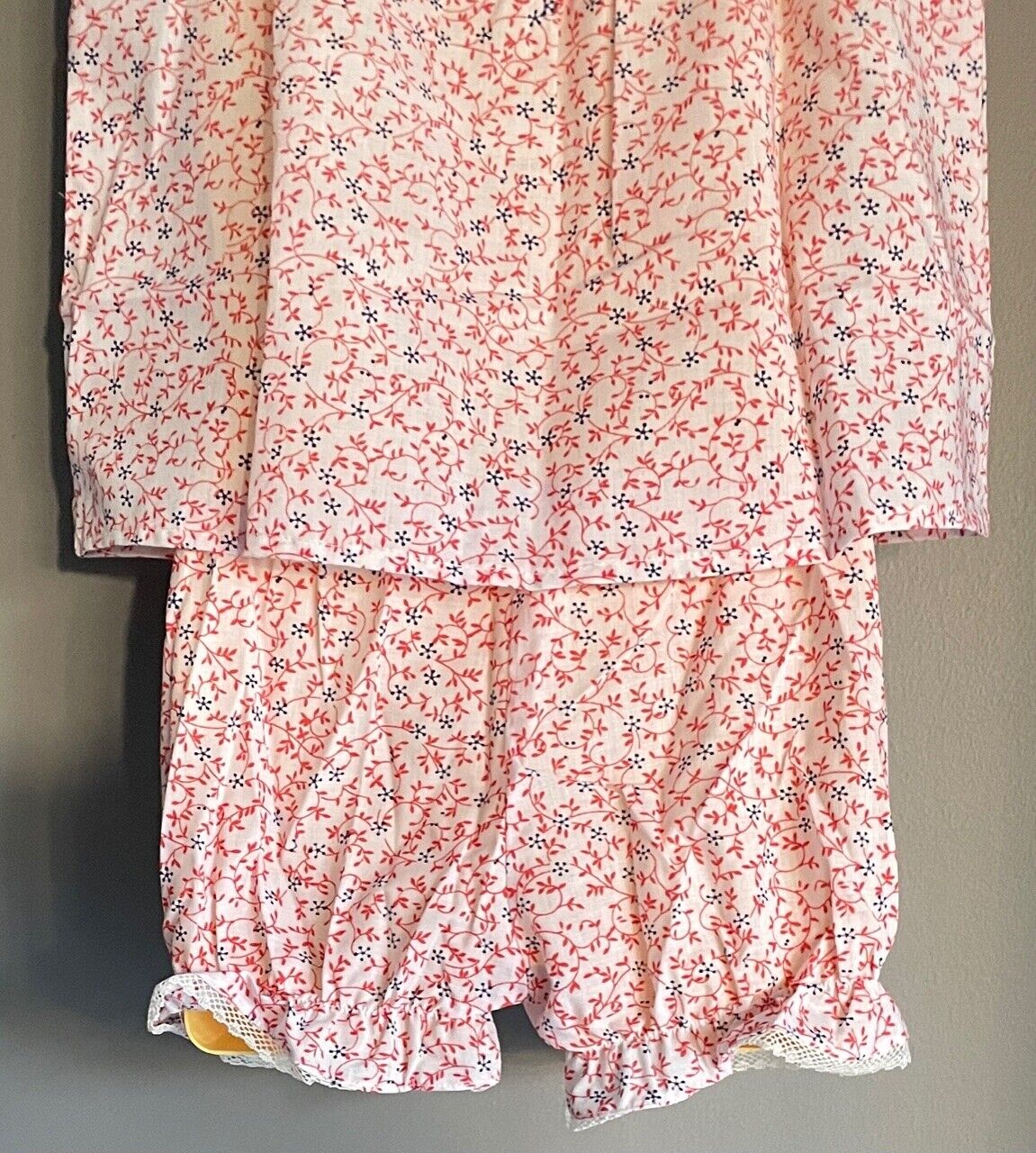 Baby Girl MYER Top & Bloomers Red Blue White Floral Print Set Size 1 1980s NEW