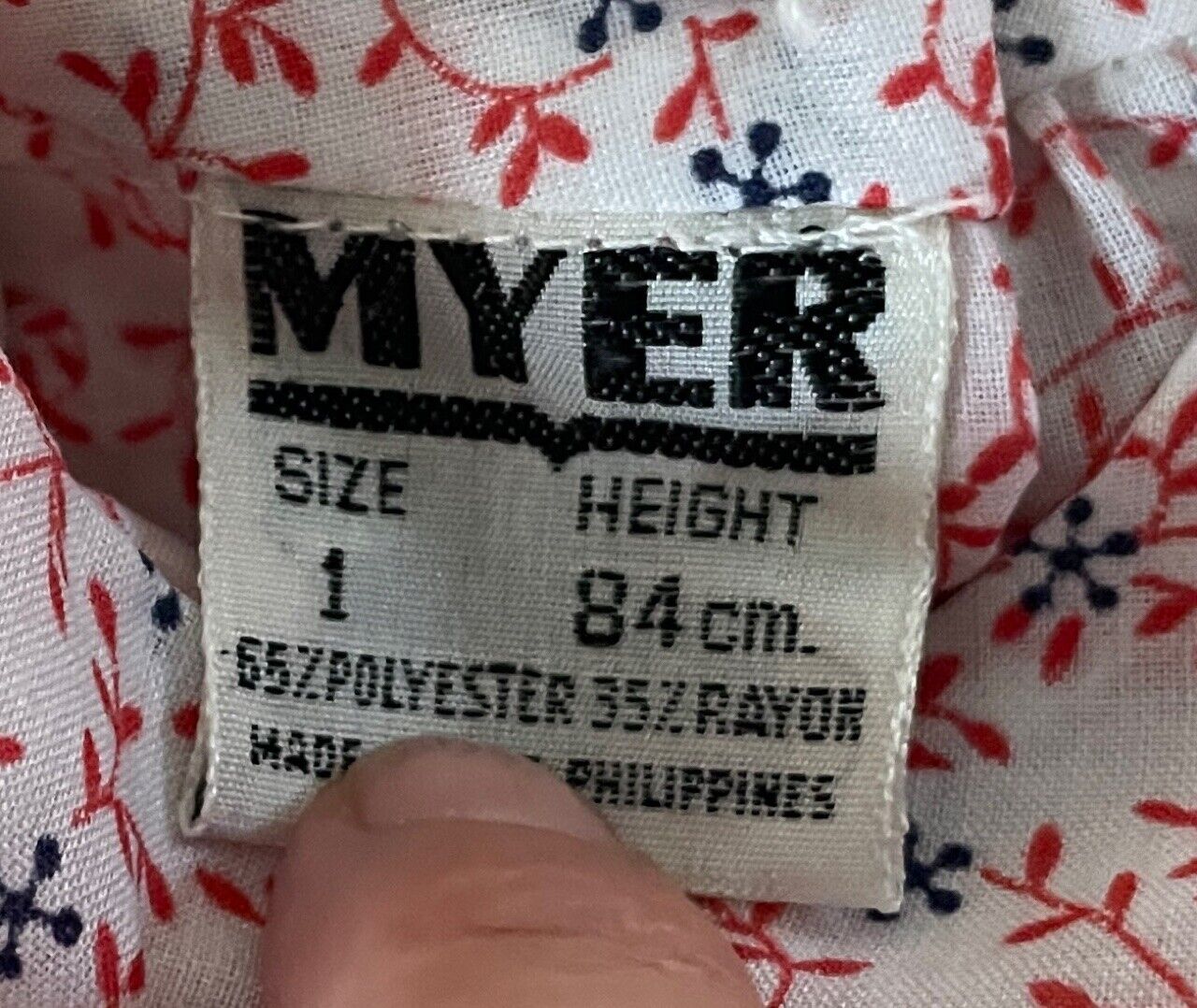 Baby Girl MYER Top & Bloomers Red Blue White Floral Print Set Size 1 1980s NEW