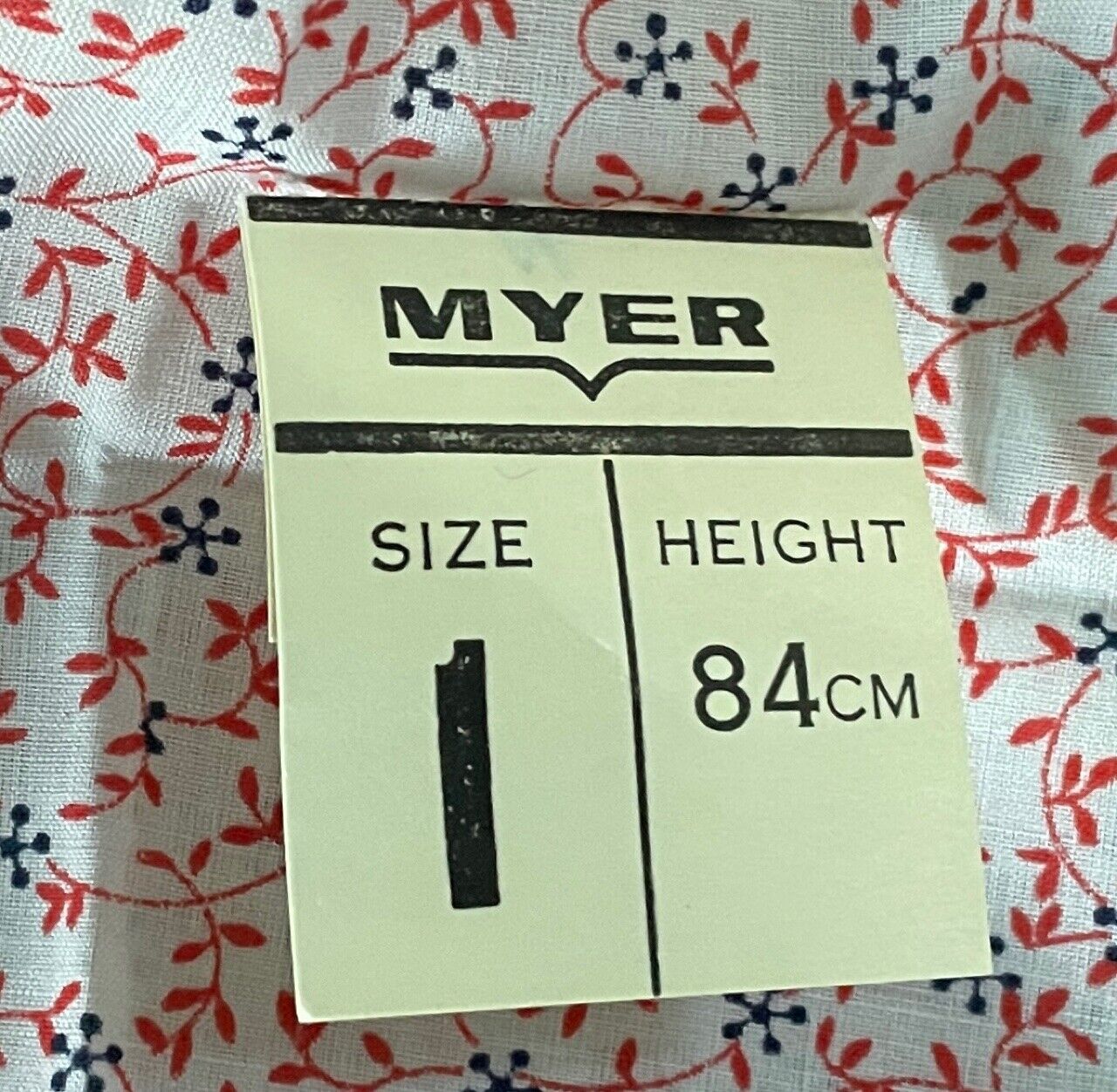 Baby Girl MYER Top & Bloomers Red Blue White Floral Print Set Size 1 1980s NEW