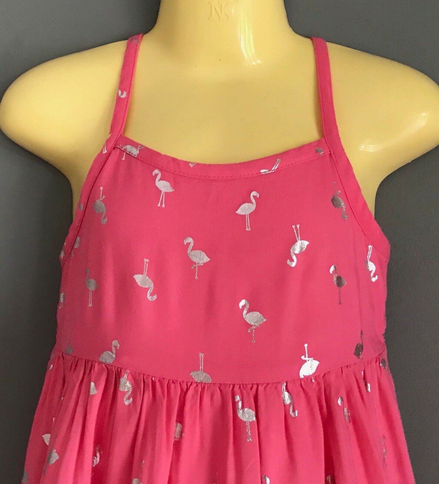 Baby Girl KIDS & CO Tier Dress Pink Sleeveless Silver Flamingo Print Size 2 NEW