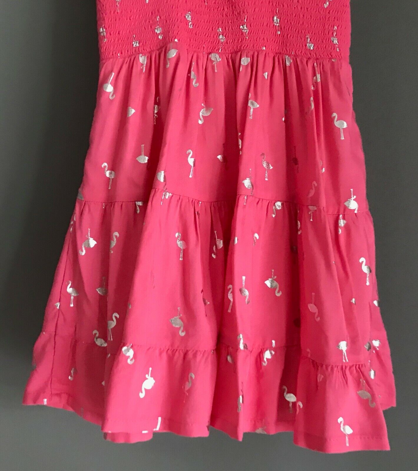 Baby Girl KIDS & CO Tier Dress Pink Sleeveless Silver Flamingo Print Size 2 NEW