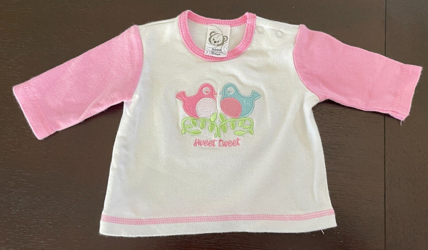 Baby Girl TARGET 2 Piece Set Long Sleeve Top & Pants Pink & White Bird Size 0000