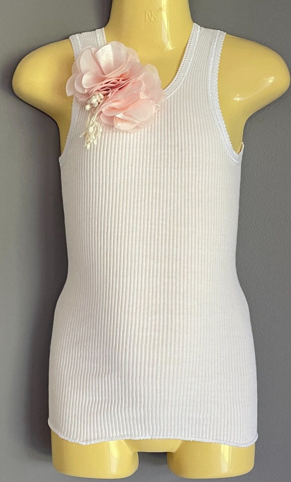 Baby Girl STEVIE & ME White Singlet Tank Top Floral Applique Trim Size 2 NEW
