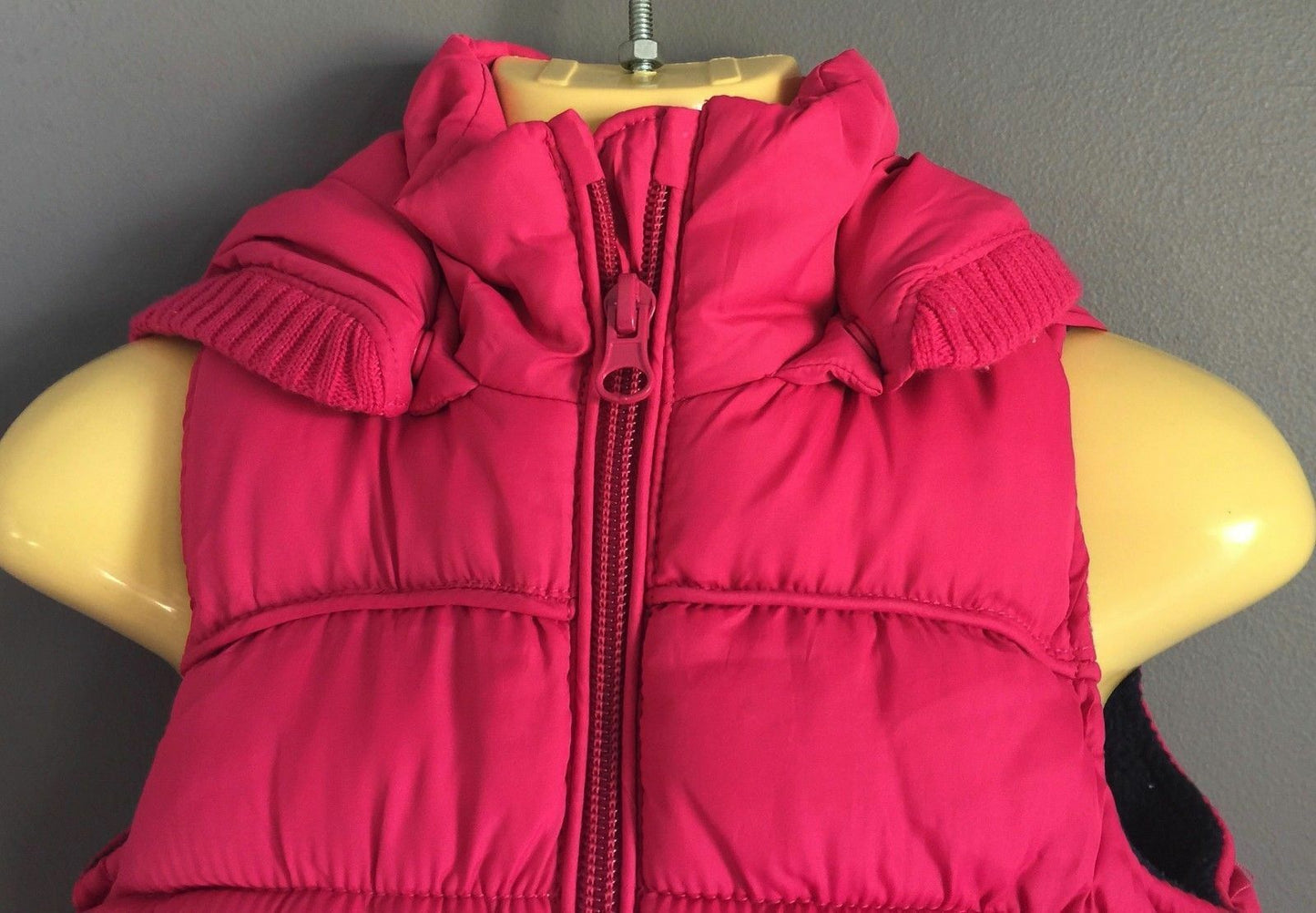 Baby Girl LILY & DAN Puffer Vest Hot Pink Quilted w Hoody Sizer 0 6 - 12 mth NEW