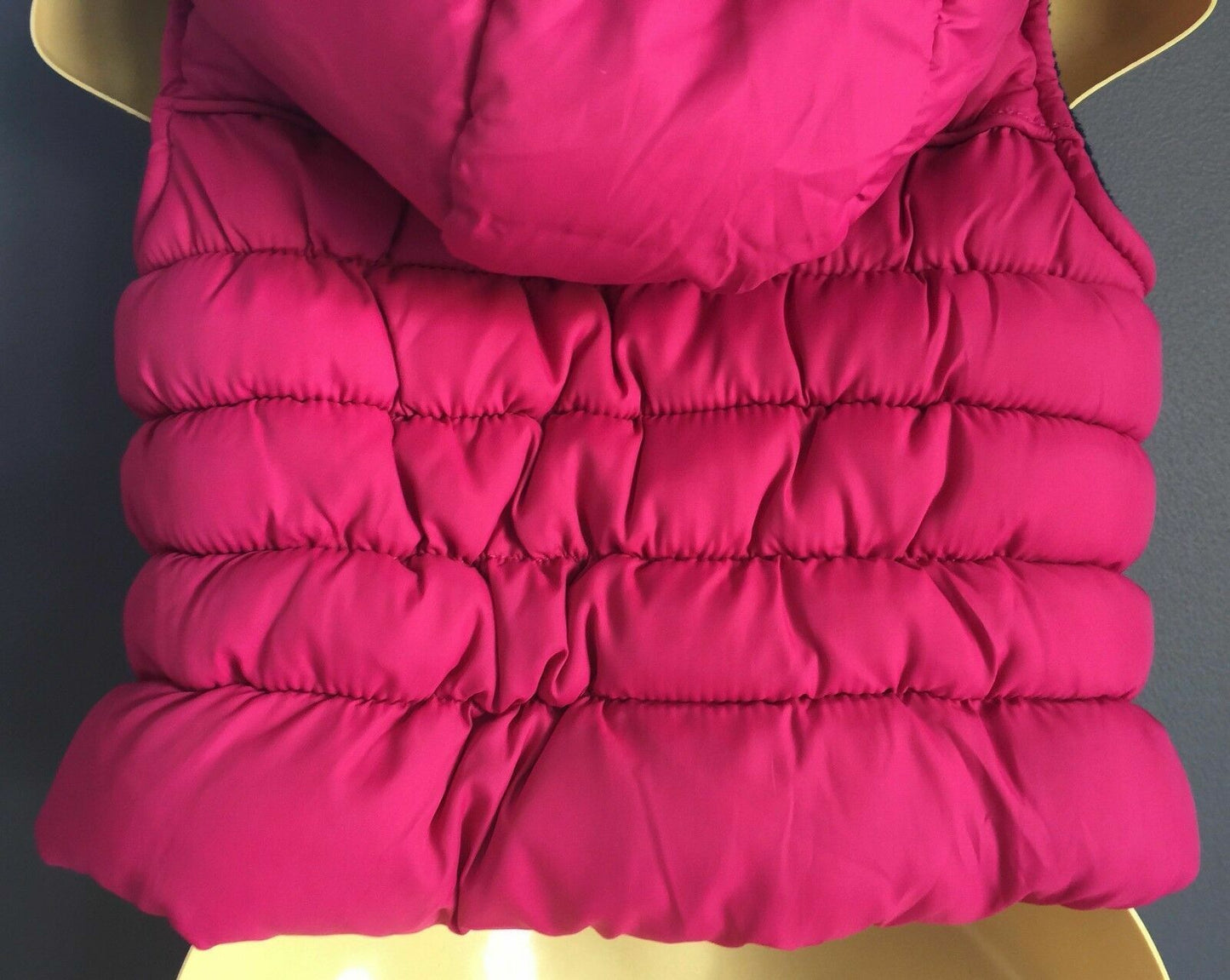 Baby Girl LILY & DAN Puffer Vest Hot Pink Quilted w Hoody Sizer 0 6 - 12 mth NEW