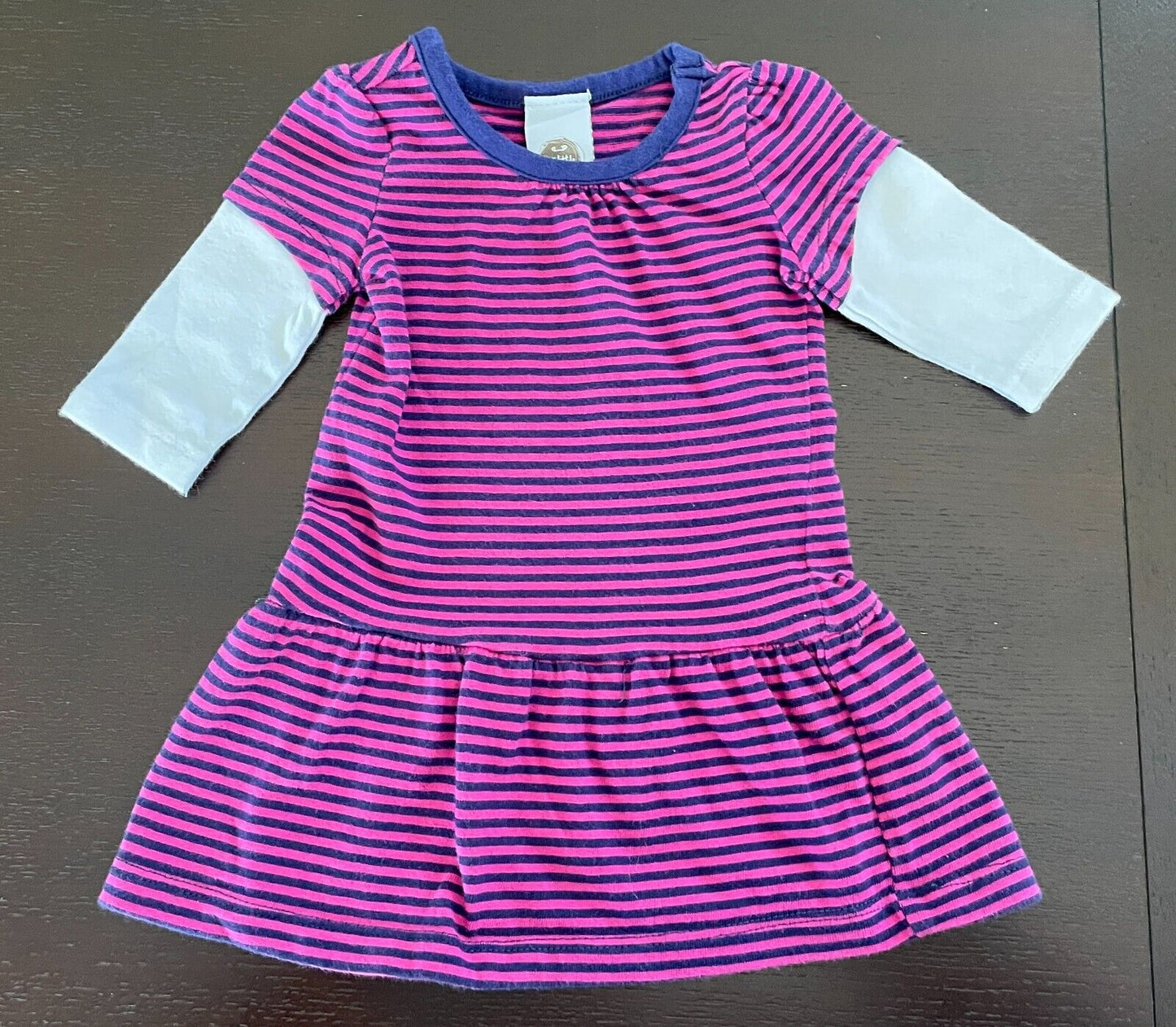 Baby Girl TINY LITTLE WONDERS Pink & Blue Dress & Tights 2 Piece Set Size 0000