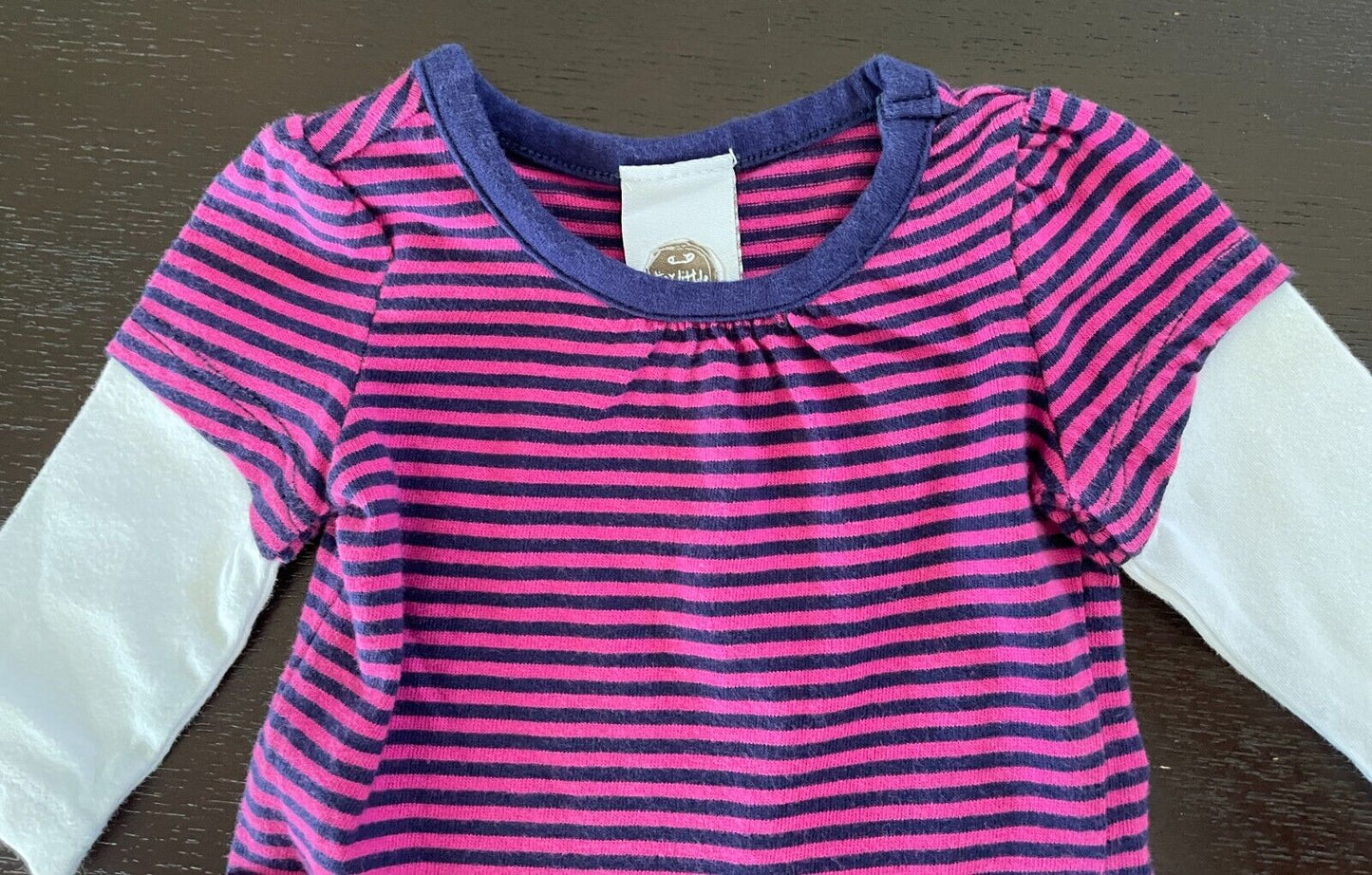 Baby Girl TINY LITTLE WONDERS Pink & Blue Dress & Tights 2 Piece Set Size 0000