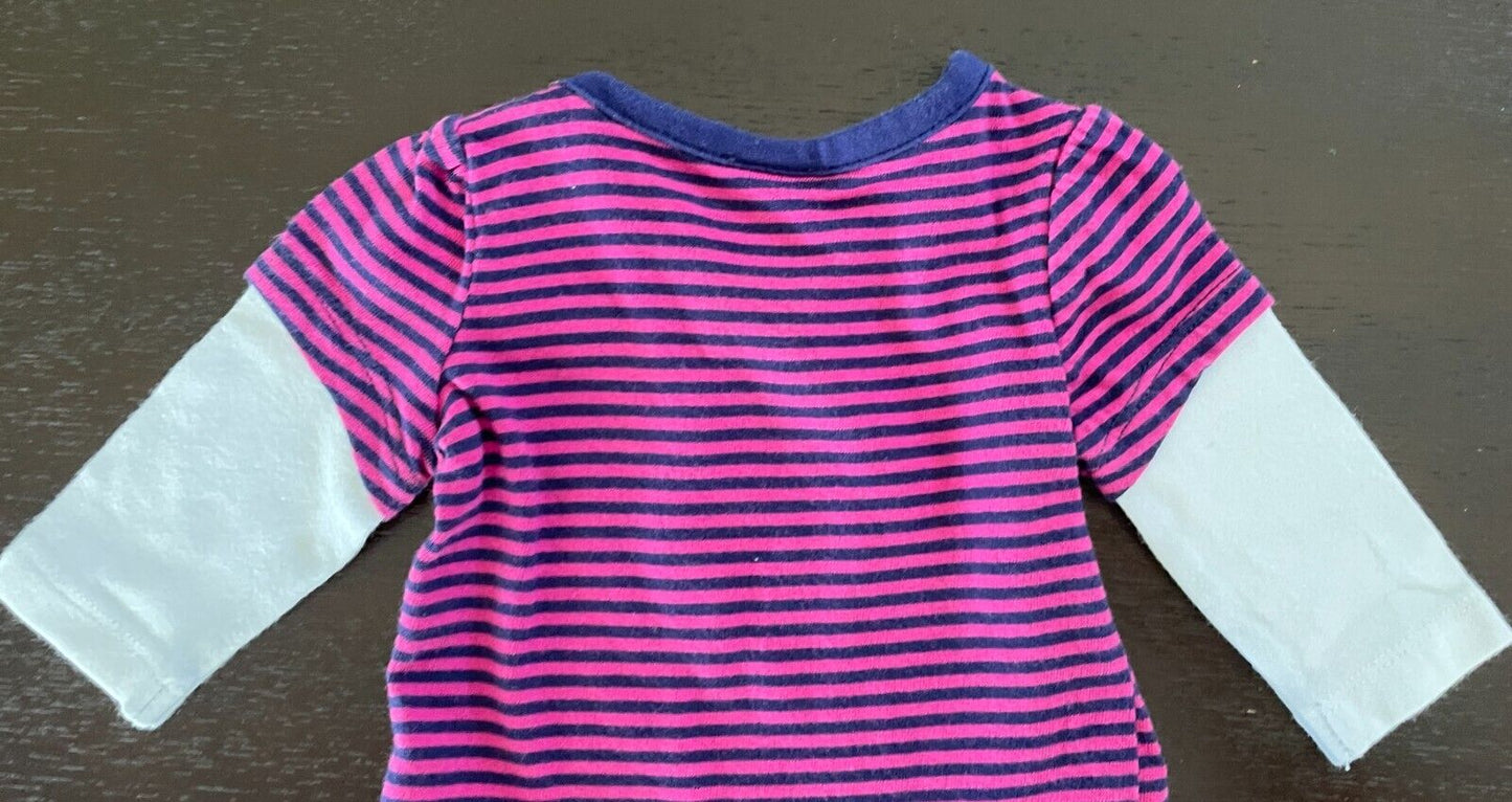 Baby Girl TINY LITTLE WONDERS Pink & Blue Dress & Tights 2 Piece Set Size 0000