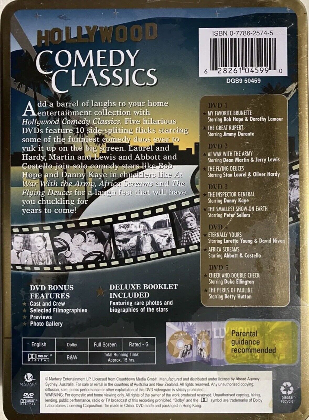 HOLLYWOOD COMEDY CLASSICS Collectors Edition 5 Disc DVD Metal Collectors Case