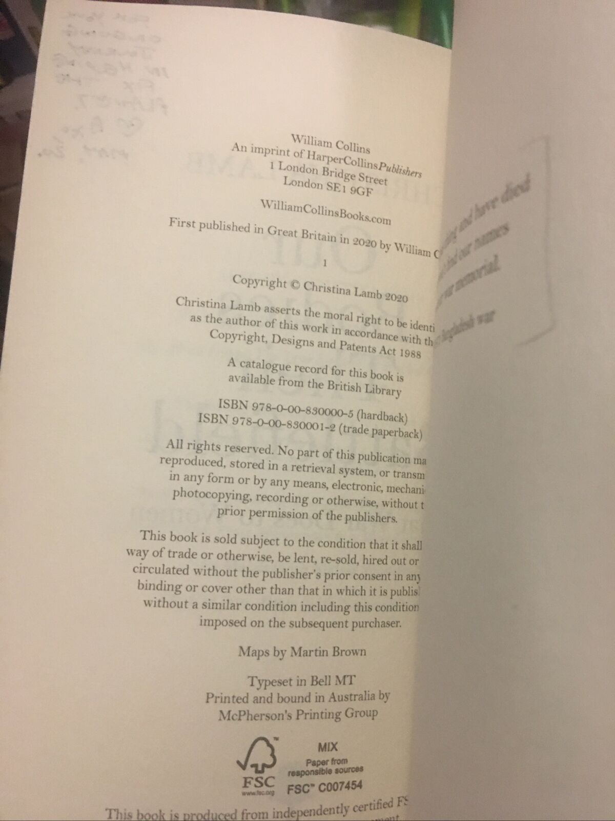 PB Our Bodies Their Battlefield A Woman's View of War Christina Lamb Inscription