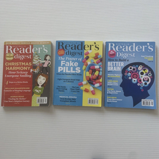 3 Book Bundle Lot Australia Reader's Digest Magazine Dec 2018 Feb 2019 Nov 2020