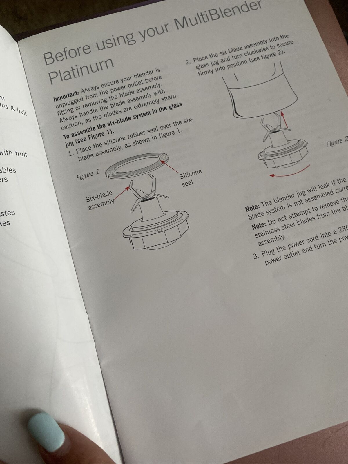 Sunbeam Multi Blender Platinum PB7610 Instruction Manual Only 2003 See Pics