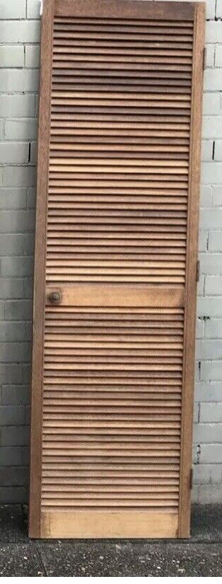 1 x Rustic Timber Louvre Door 2005 x 608 mm Metal Hooks Louvres