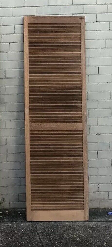 1 x Rustic Timber Louvre Door 2005 x 608 mm Metal Hooks Louvres