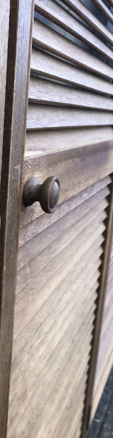 1 x Rustic Timber Louvre Door 2005 x 608 mm Metal Hooks Louvres