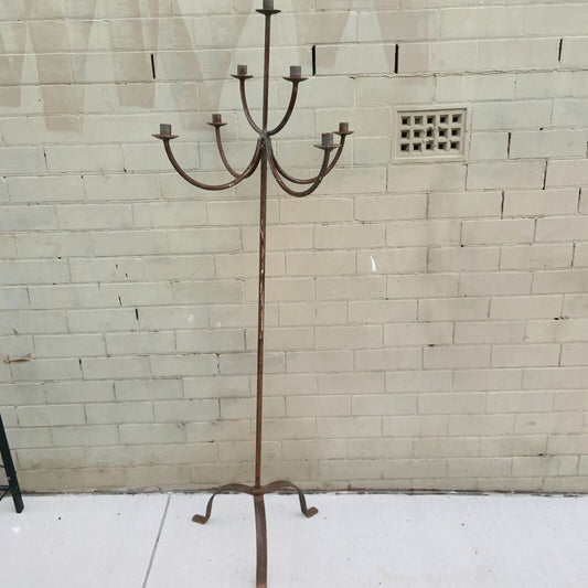 Rustic Vintage Wrought Iron Candelabra Gothic Hand Forged 150cm 7 candle holder