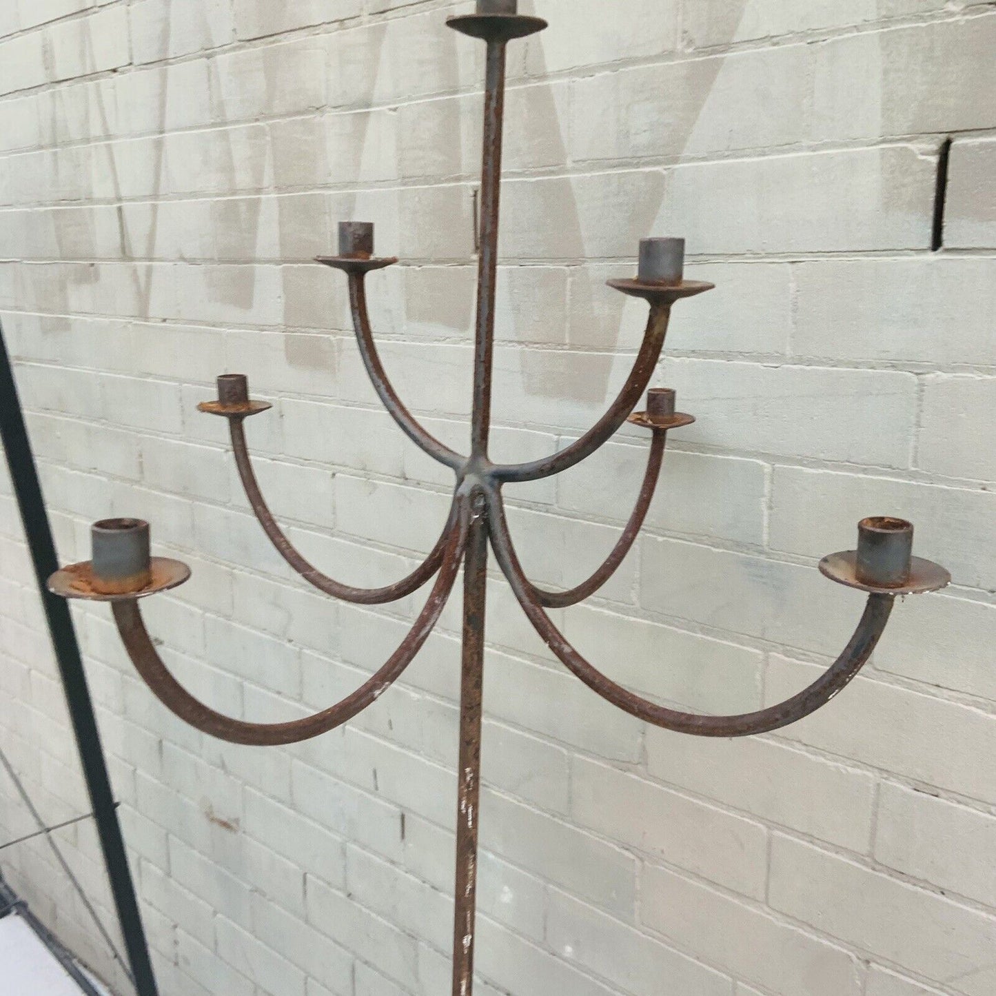 Rustic Vintage Wrought Iron Candelabra Gothic Hand Forged 150cm 7 candle holder