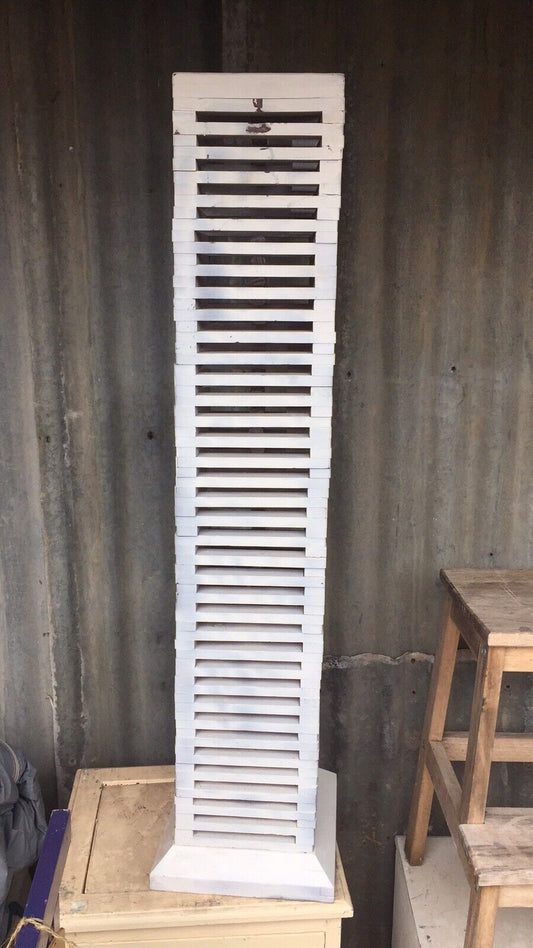 CD TOWER Rustic 96cm  Solid Wood CDs Plant Stand or Lamp Base Slatted Retro
