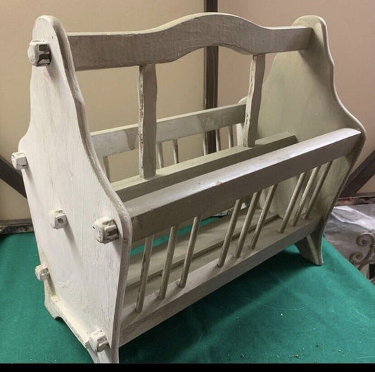 Rustic Vintage Wooden Magazine Rack Country Core Farmhouse Records Mags Crafts
